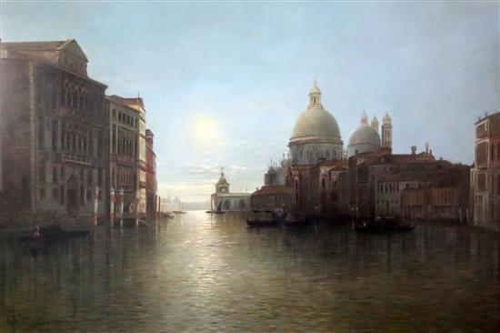 After Alfred Pollentine (Exh. 1861-1880) Grand Canal, Venice, under moonlight 16 x 24in.